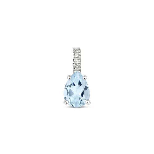 Diamond & Aquamarine Pendant 0.58ct 9ct White Gold